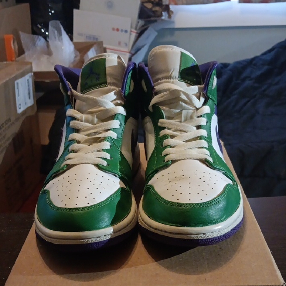 Jordan 1 Mid Rare "Incredible Hulk" (2020) Mens 8 Womens 9.5 EUC - Picture 4 of 9